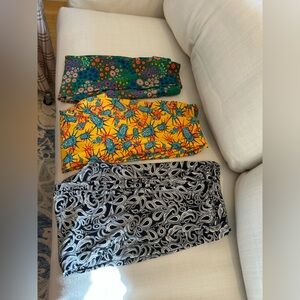 LLR Leggings-3 Pairs: Staue of Liberty, Boho Design, Black & White Paisley Sz XL